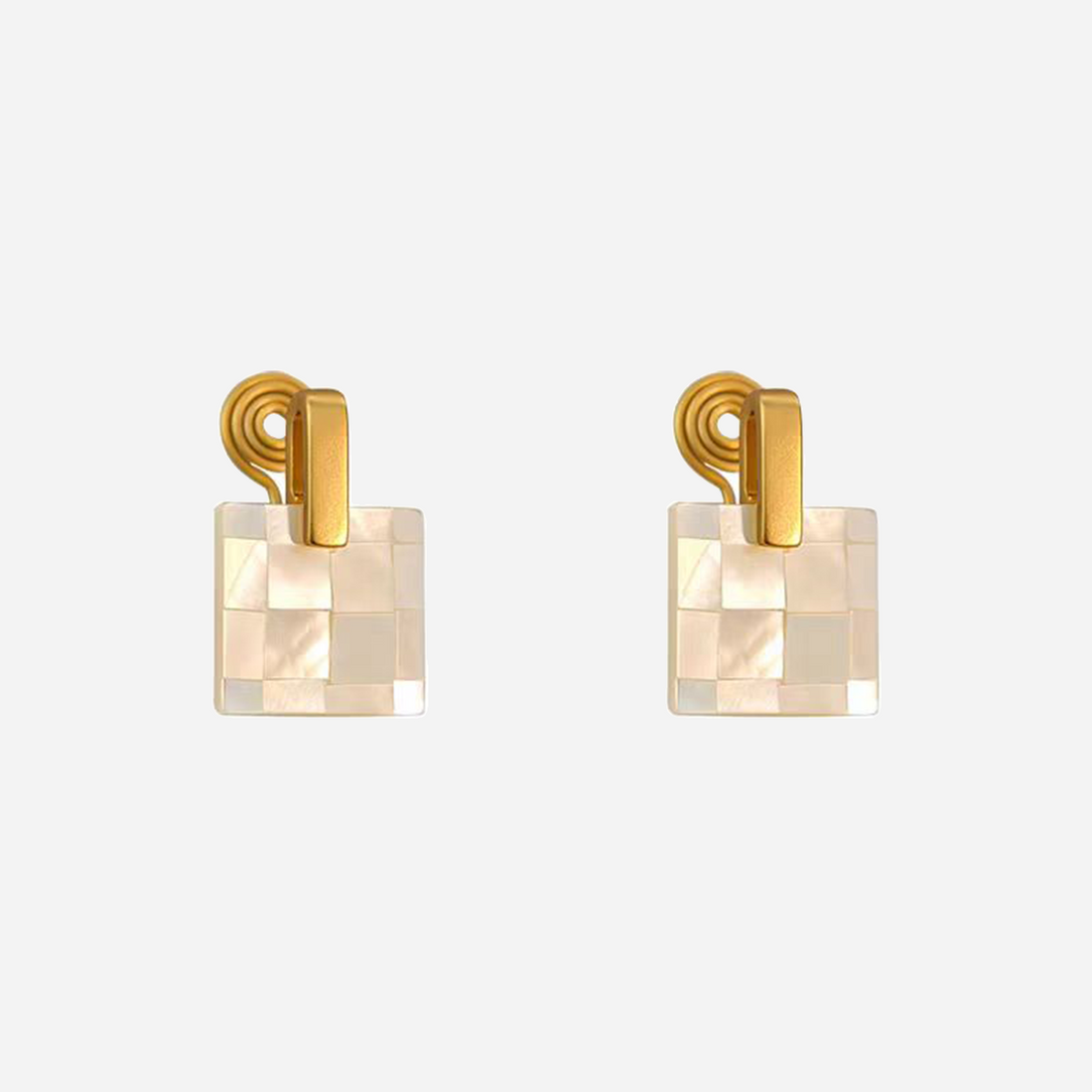 Gold Pearl Resinstud clip-on earrings by SOMIY – pain-free non-pierced jewelry for everyday wear