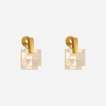 Gold Pearl Resinstud clip-on earrings by SOMIY – pain-free non-pierced jewelry for everyday wear