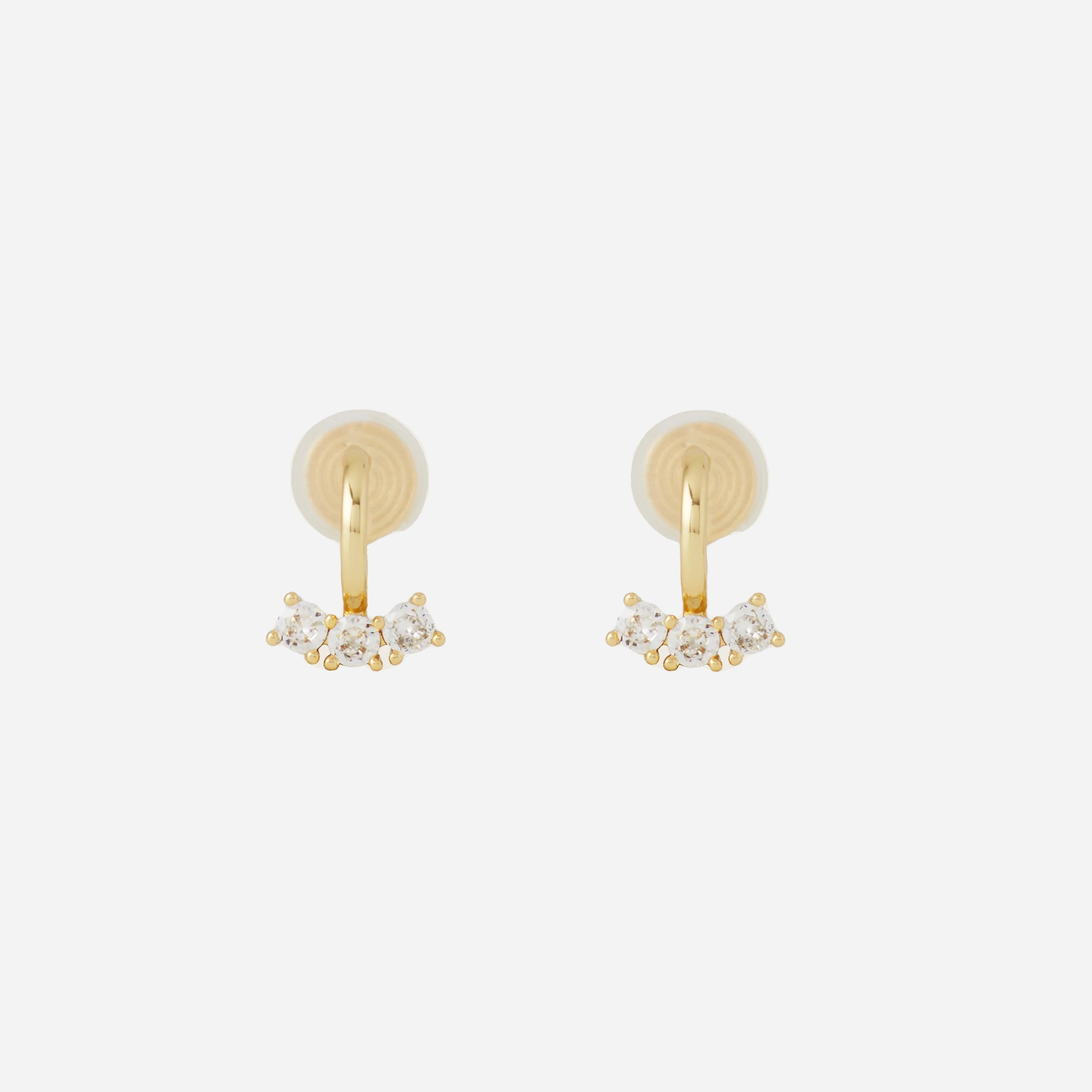 Gold CZstud clip-on earrings by SOMIY – pain-free non-pierced jewelry for everyday wear