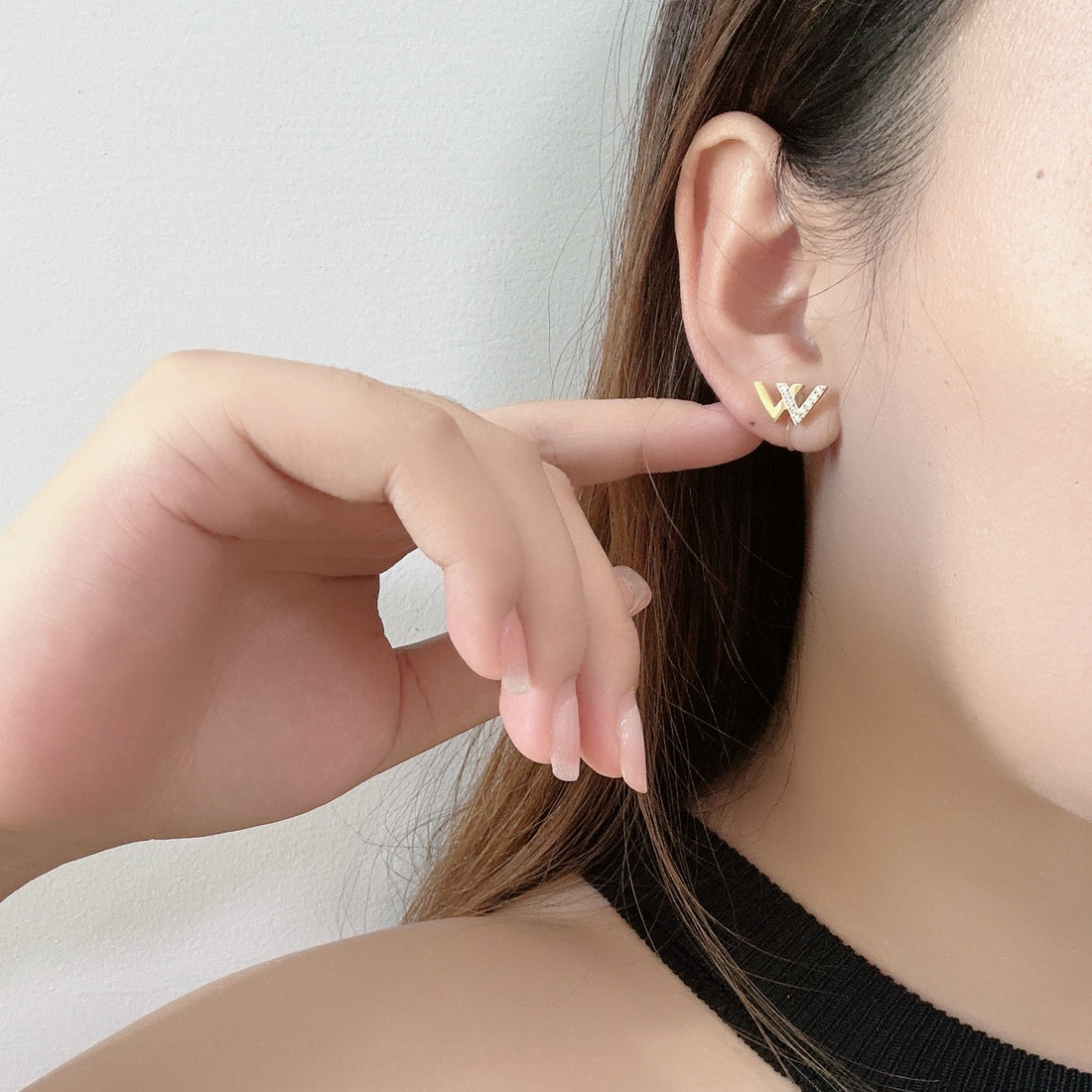 Gold Resin CZstud clip-on earrings by SOMIY – pain-free non-pierced jewelry for everyday wear