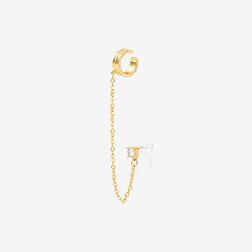 CZ Chain Ear Cuffs with Clip-On Studs in gold by SOMIY