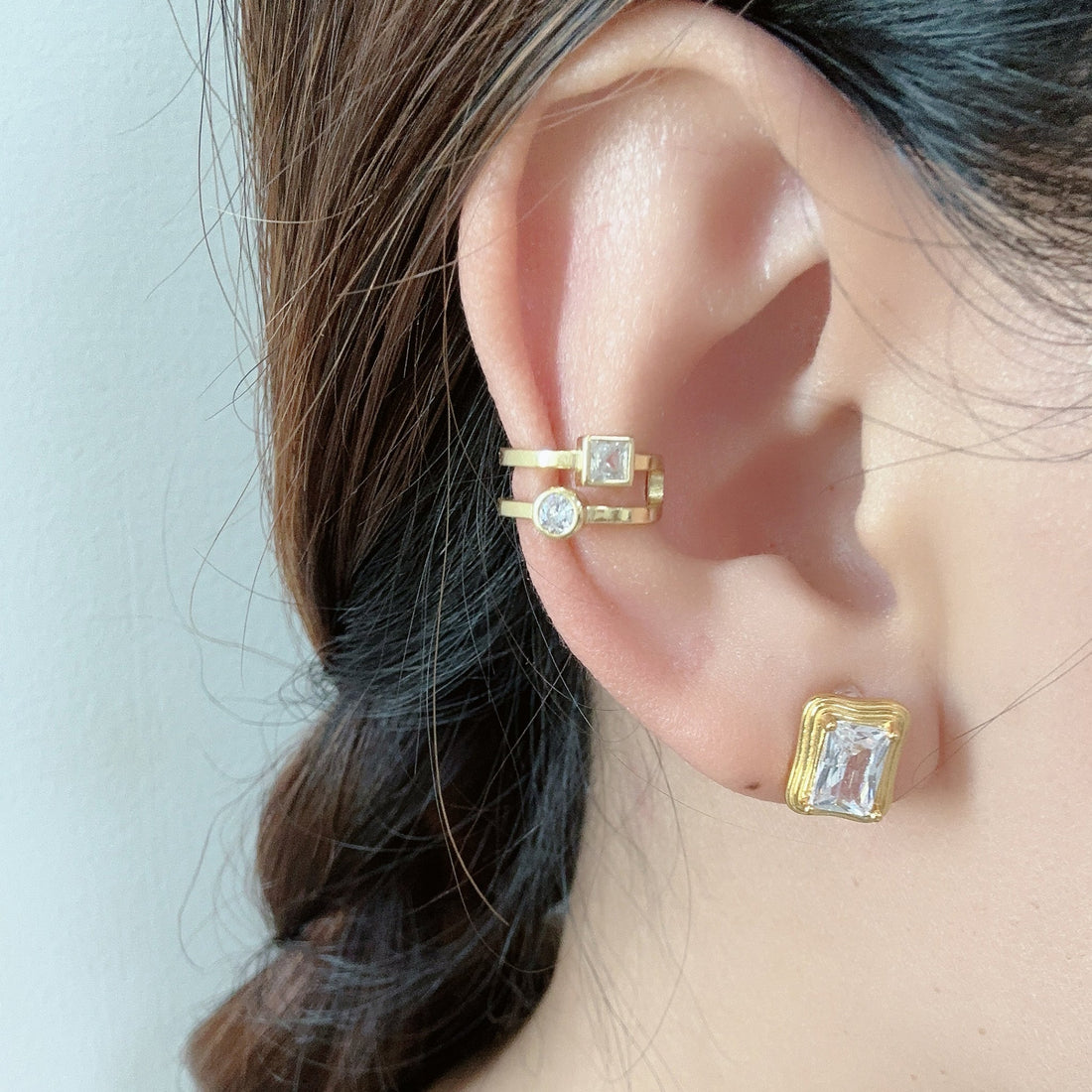 Gold Silver CZear cuff by SOMIY – modern non-pierced jewelry for all-day comfort