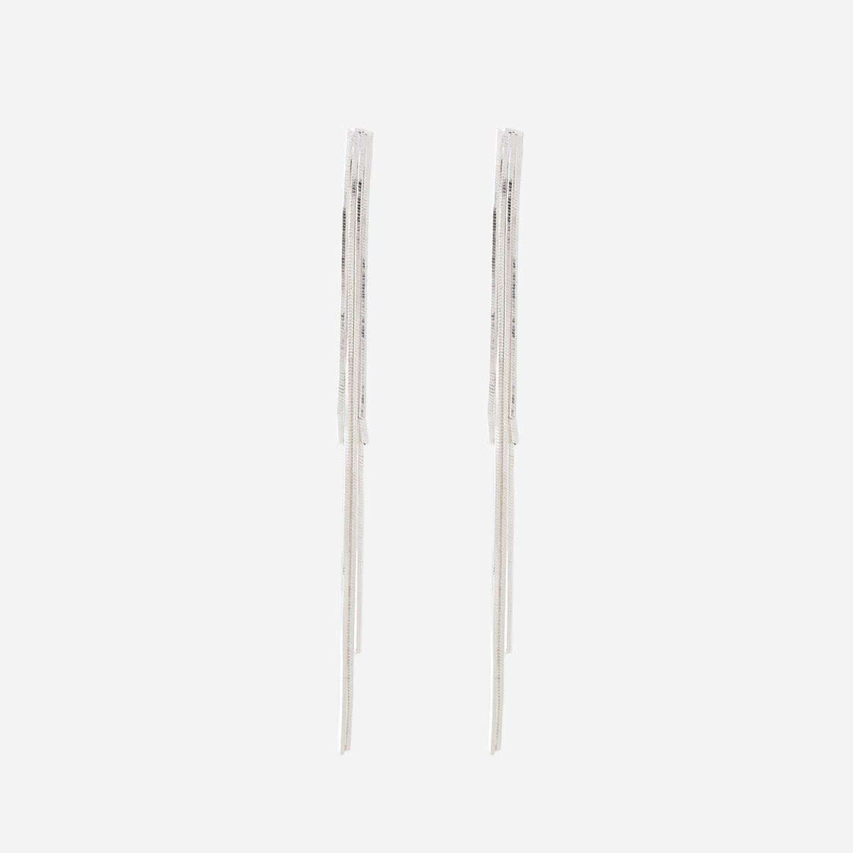 Layered Chain Tassel Clip-On Dangle Earrings in silver by SOMIY
