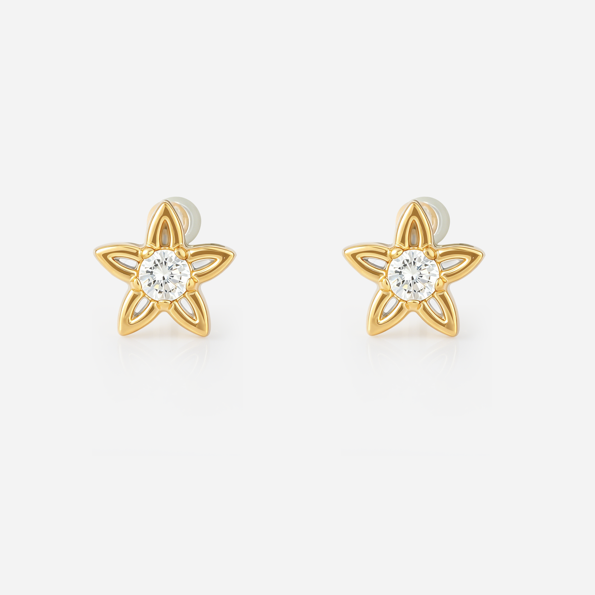 Mini Star CZ Clip-On Stud Earrings in gold by SOMIY