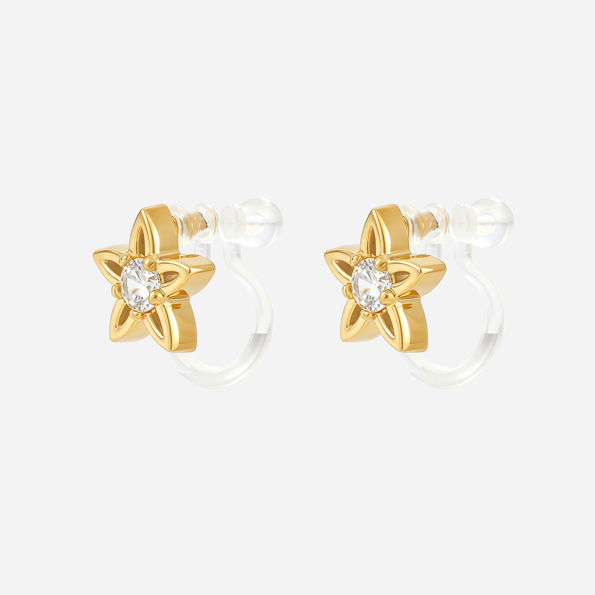 Mini Star CZ Clip-On Stud Earrings in gold by SOMIY