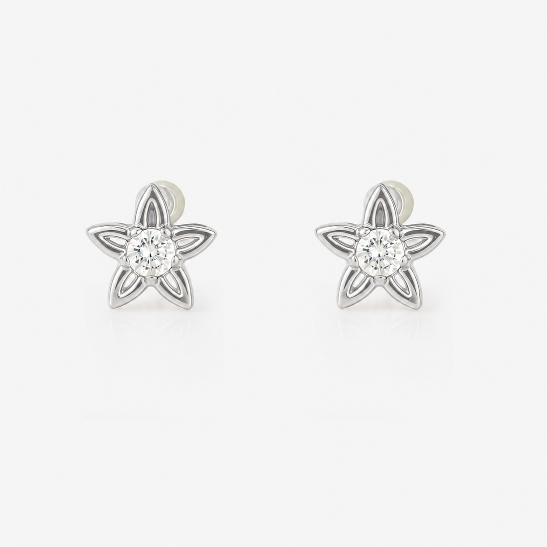 Mini Star CZ Clip-On Stud Earrings in silver by SOMIY