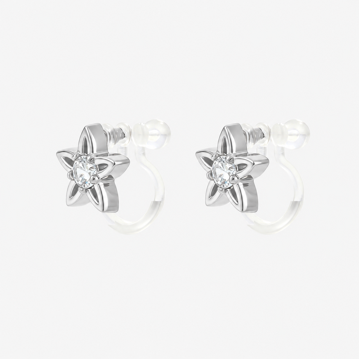 Mini Star CZ Clip-On Stud Earrings in silver by SOMIY