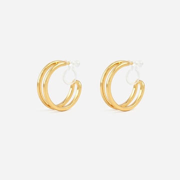 Parallel Double Clip-On Hoop Earrings in gold by SOMIY