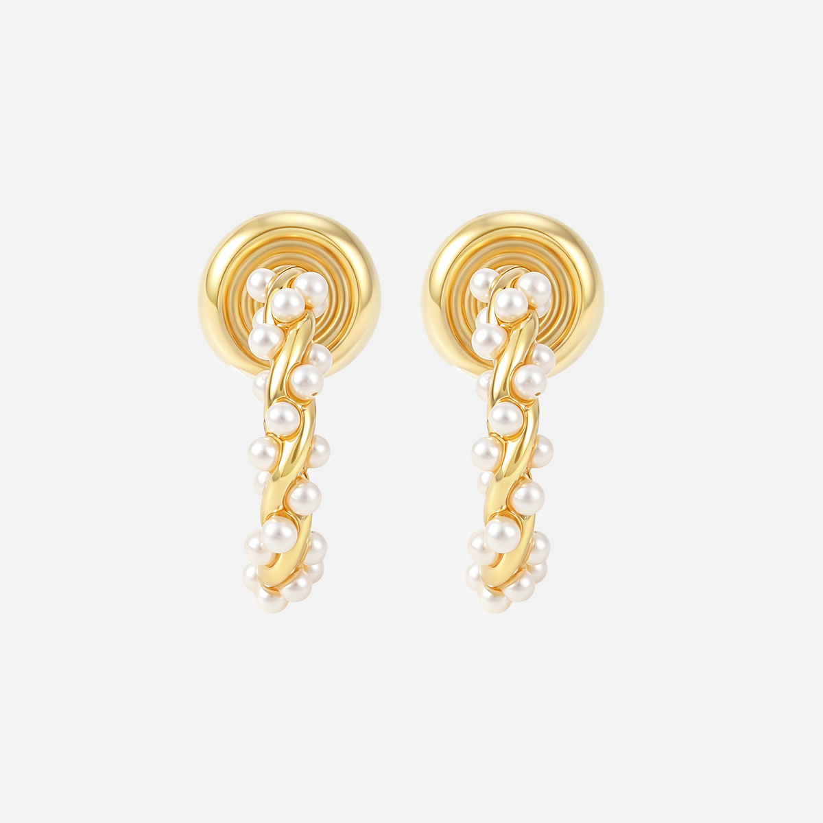 Mini Pearl Twist Clip-On Hoops in gold by SOMIY