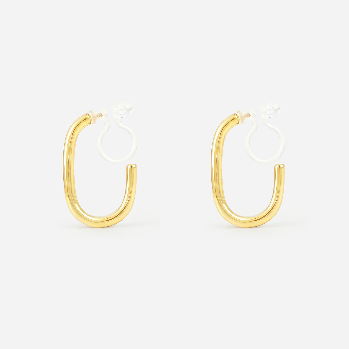 Small Oval Clip-On Hoop Earrings in gold by SOMIY