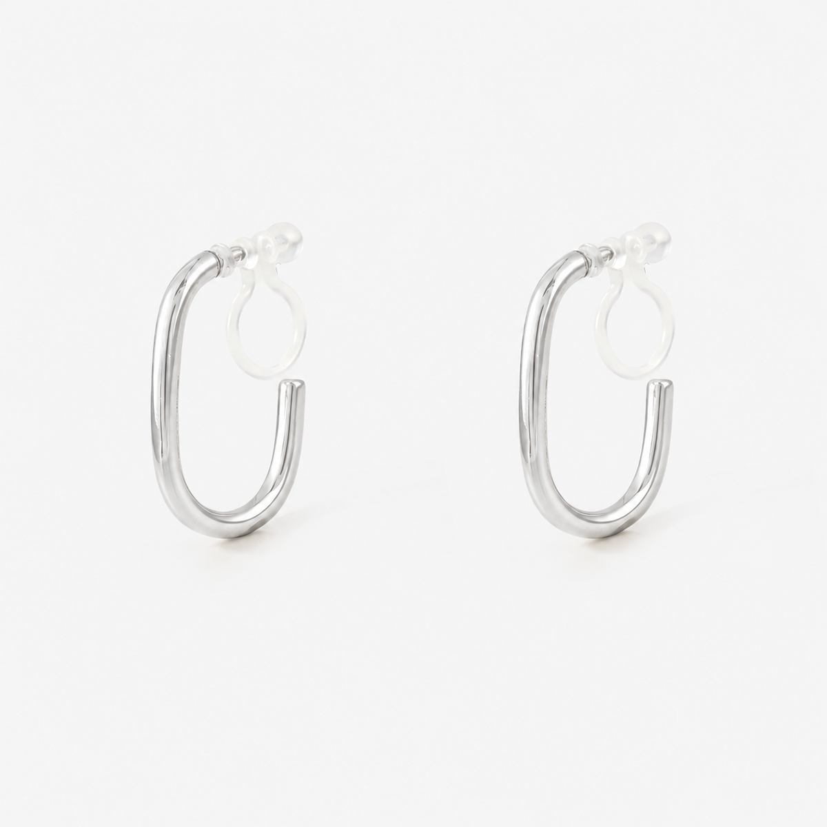 Small Oval Clip-On Hoop Earrings in silver by SOMIY