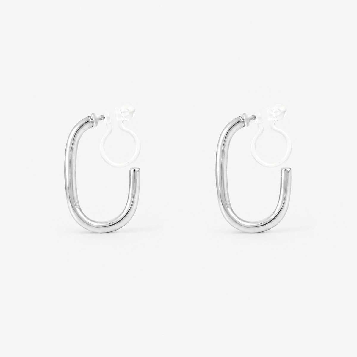 Small Oval Clip-On Hoop Earrings in silver by SOMIY