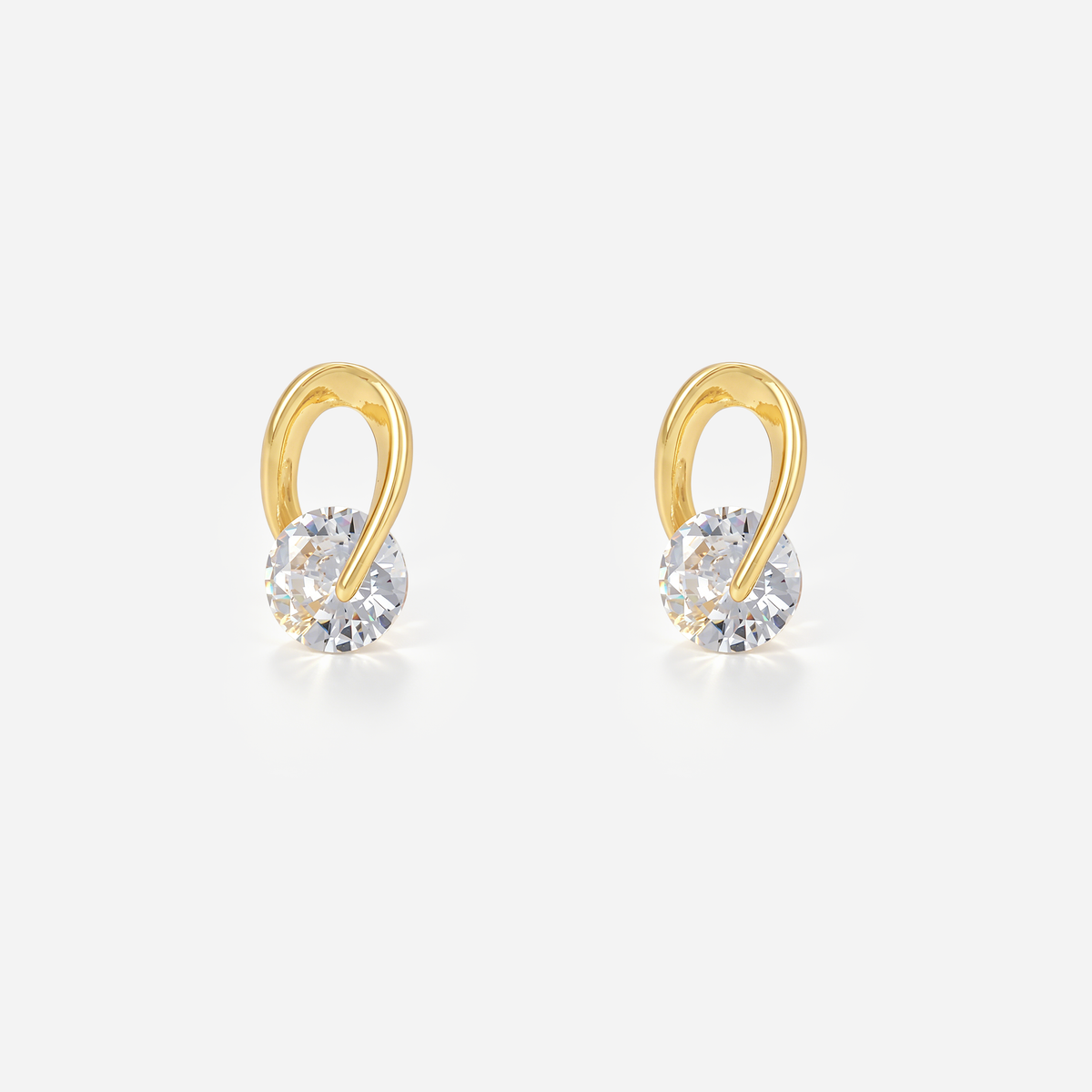 Solitaire Loop Clip-On Stud Earrings in gold by SOMIY