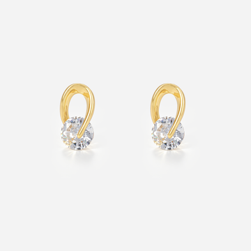 Solitaire Loop Clip-On Stud Earrings in gold by SOMIY
