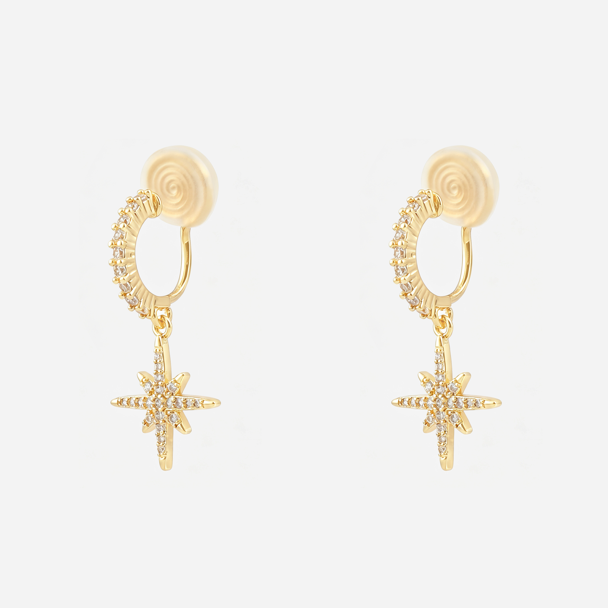 Starburst Crystal Clip-On Dangle Earrings in gold angle view