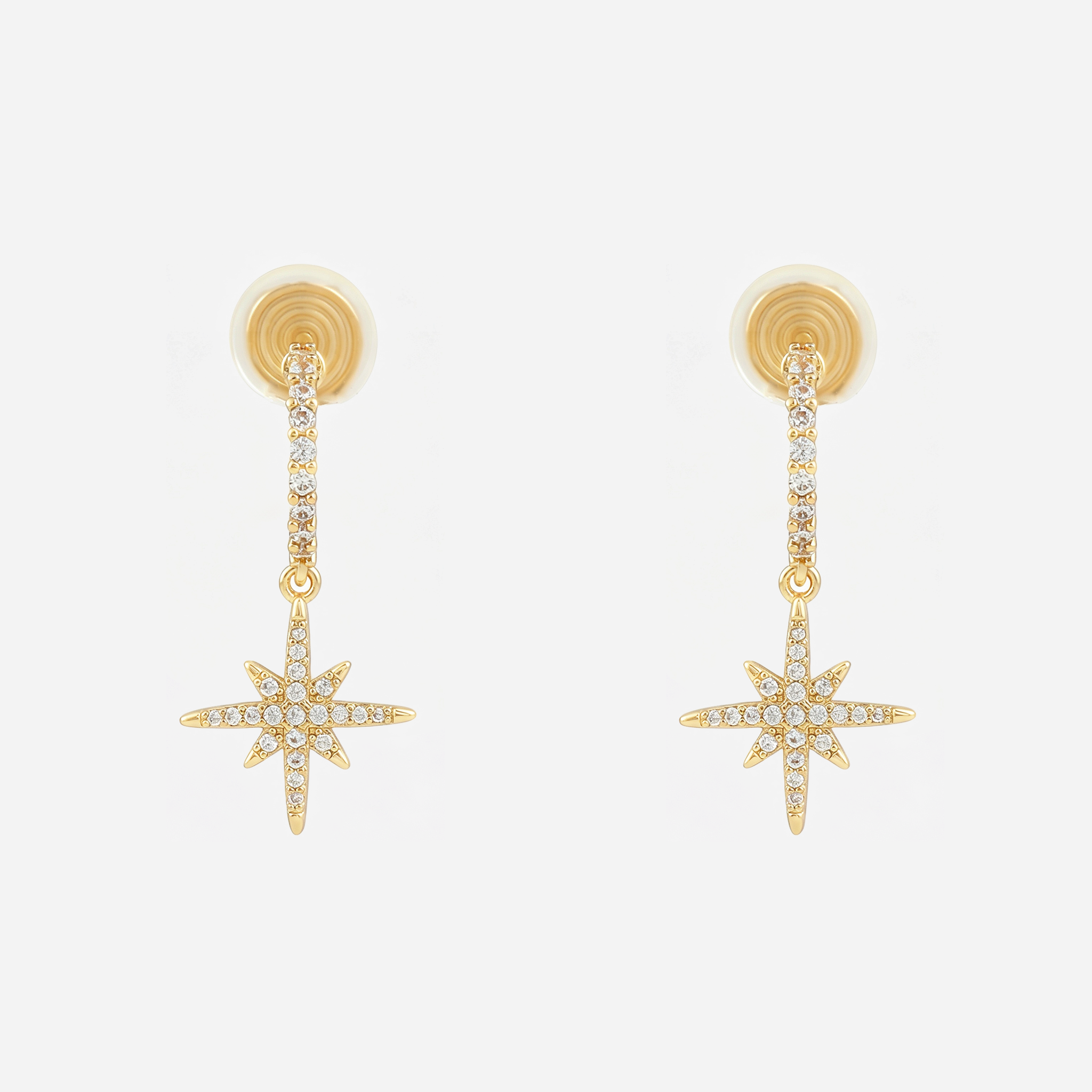 Starburst Crystal Clip-On Dangle Earrings in gold front view