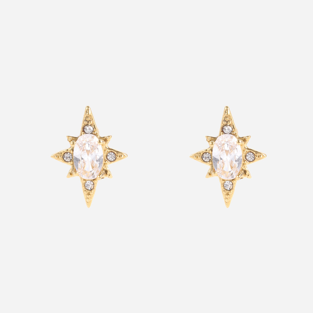 Diamond-studded star Clip-On Stud Earrings - Gold - SOMIY