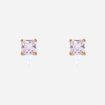 Quadratische Diamant-Ohrclips – Gold
