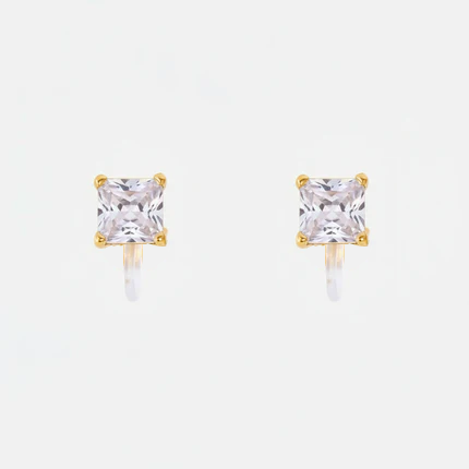 Square Diamond Clip-on Stud Earrings