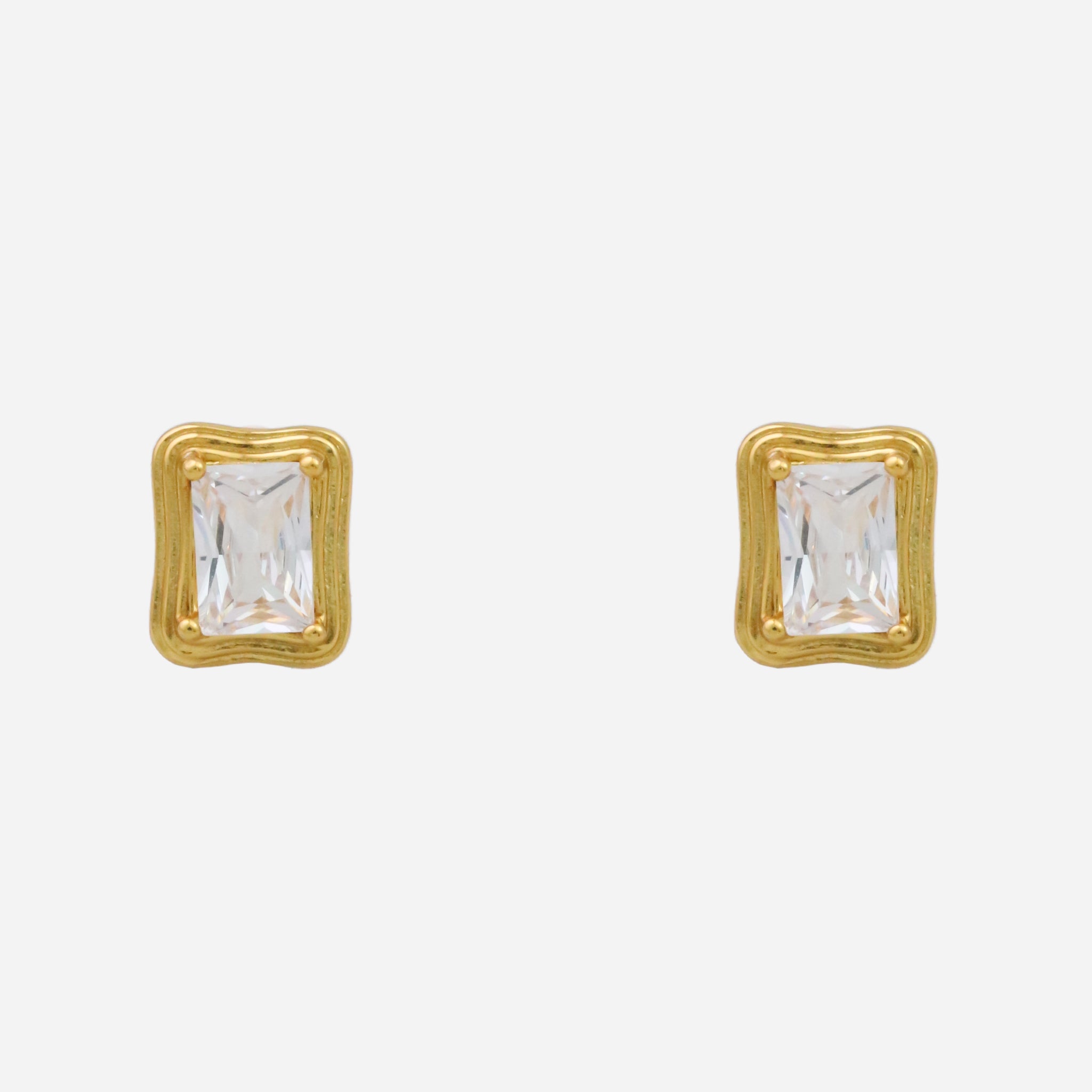 Pendientes De Clip De Diamantes Cuadrados - Oro